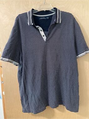 Nautica Black & White Striped Short-Sleeve Polo Shirt Men’s Size 2XL/XXL